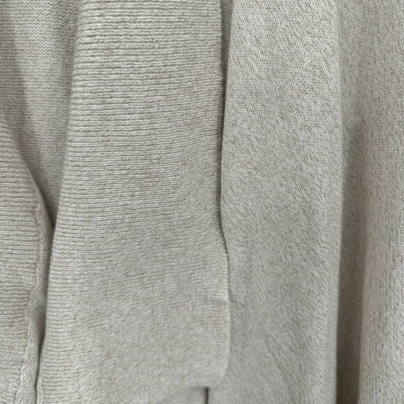 Talbots Womens Cardigan Sweater Large Metallic Beige Sleeveless Waterfall Knit - Picture 10 of 13